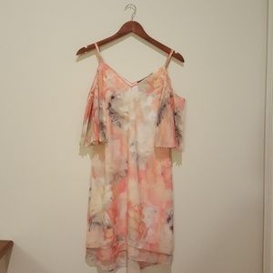 White house black market floral chiffon dress